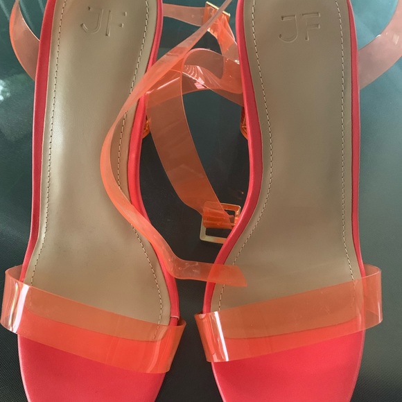 Just Fab Pink and Orange Heals size 9.5 wide - Picture 3 of 6